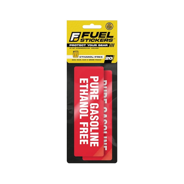 Ethanol Free Sticker, No Ethanol:  Fuel Can & Outdoor Power Equipment, Hvy-Dty, 6''x2'', 20PK